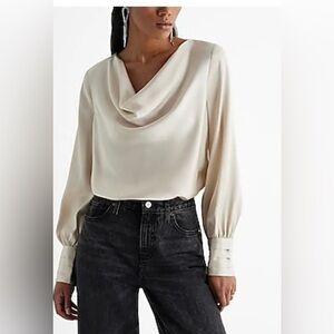 Express Cowl Neck Long Sleeve Bodysuit Neutral